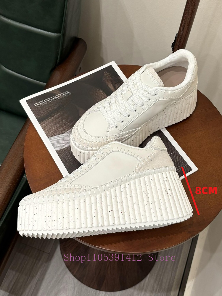 Sneakers Fashion Women - New Thick-Sole 8CM White Shoes Women