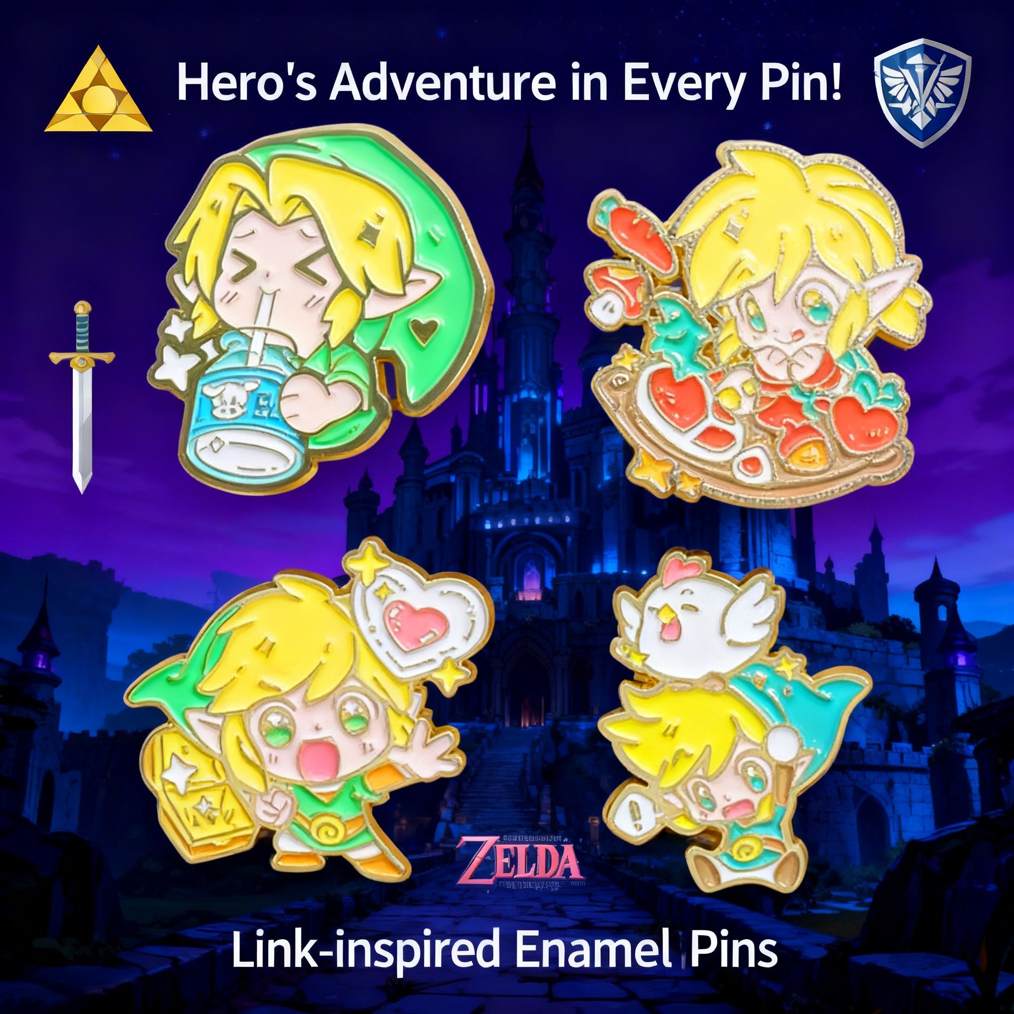 Women'S Fashion Backpack - Adventure Game Badges Enamel Pin Brooches