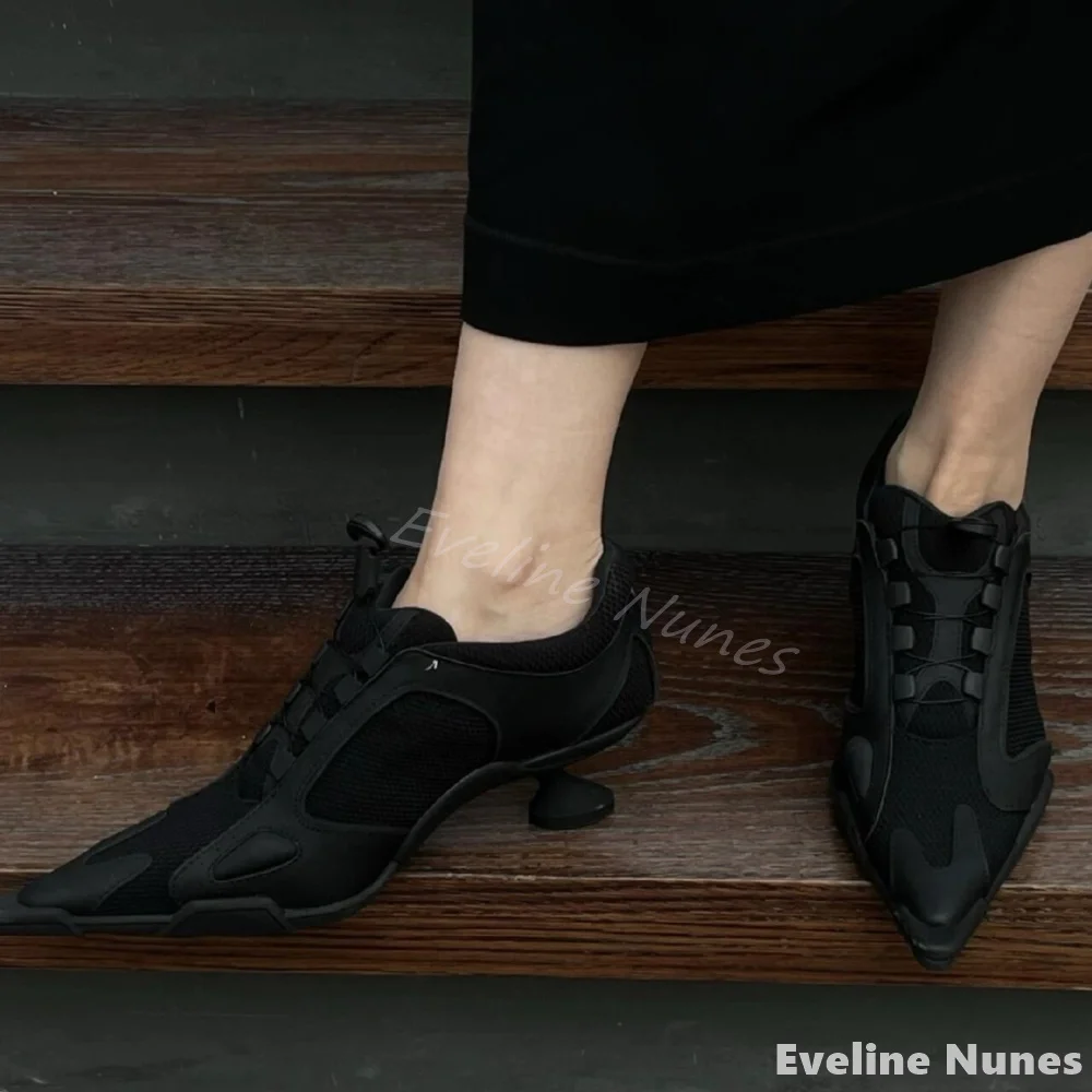 Mesh panel high-heeled sneaker - Sneakers Fashion Women ulasan dan harga