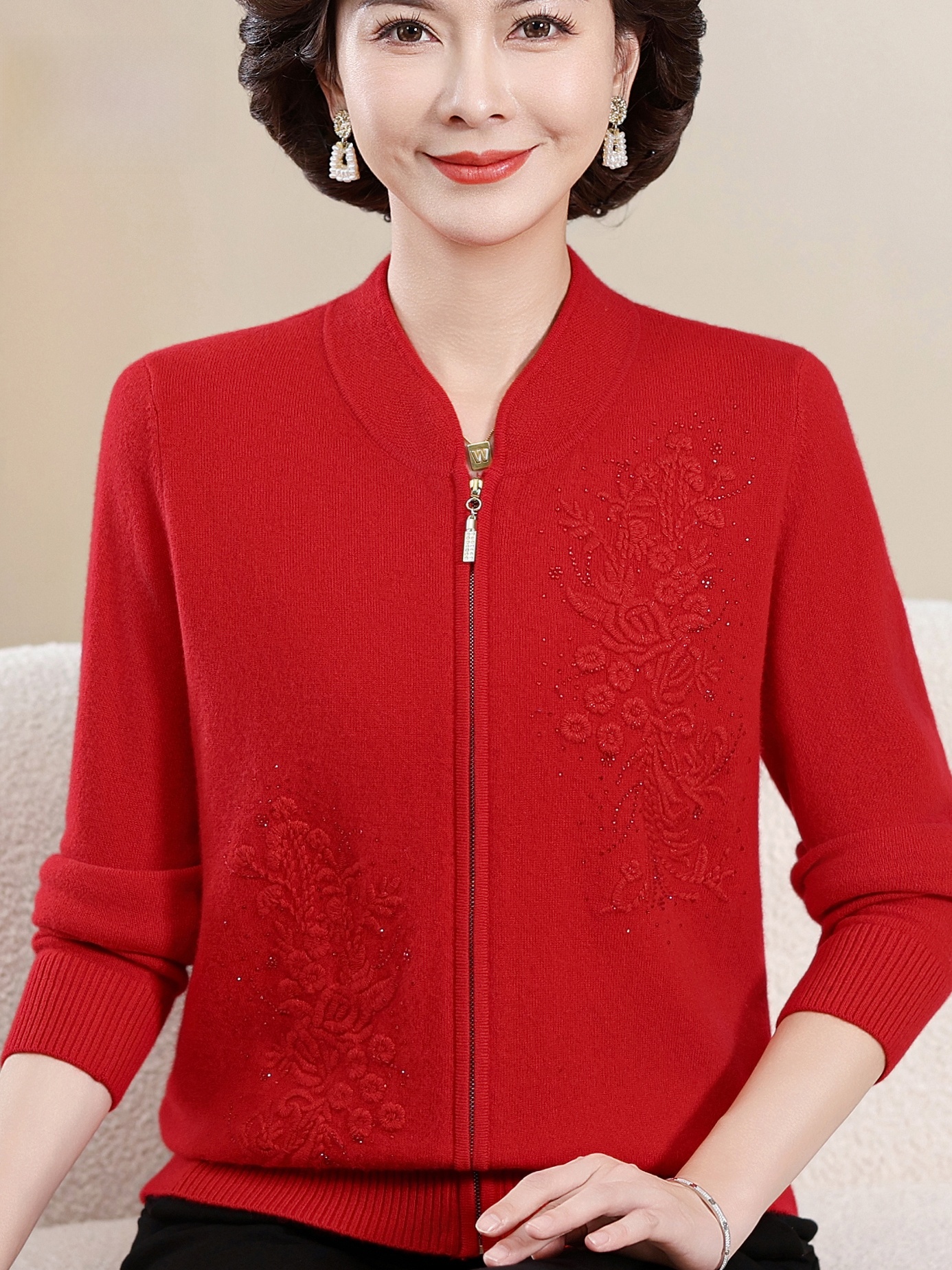 Elegant Embroidered Zipper Kni - Women Fashion Over 60 ulasan dan harga