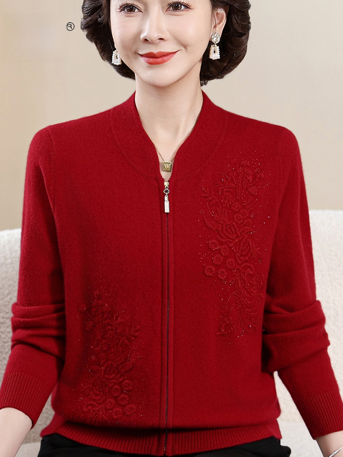 Elegant Embroidered Zipper Kni - Women Fashion Over 60 ulasan dan harga