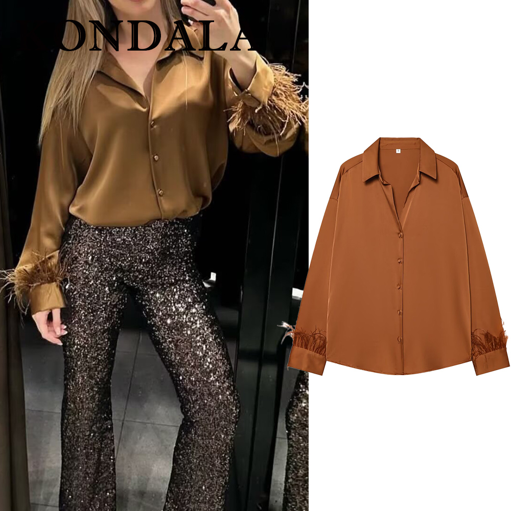 KONDALA Vintage Solid Orange T - Women'S Fashion Trends Fall 2025 ulasan dan harga