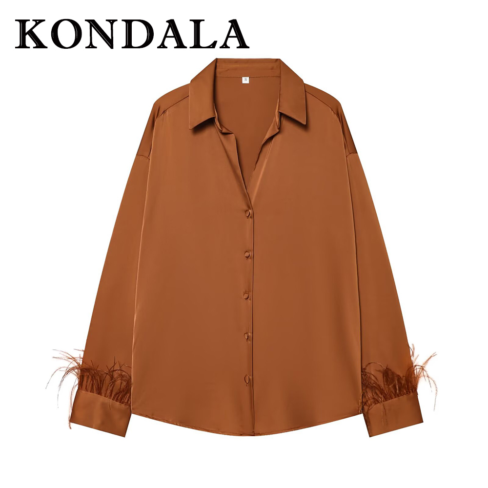 KONDALA Vintage Solid Orange T - Women'S Fashion Trends Fall 2025 ulasan dan harga