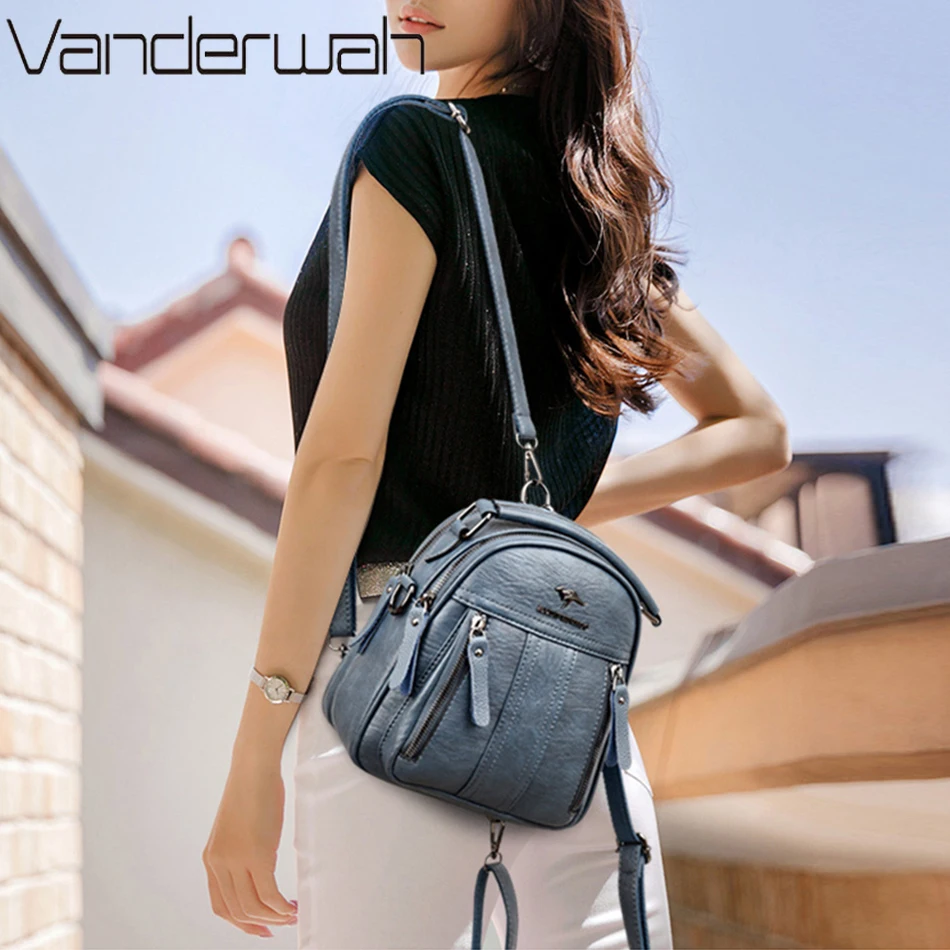4 In 1 Leather Backpacks Multi - Women'S Fashion Backpack ulasan dan harga