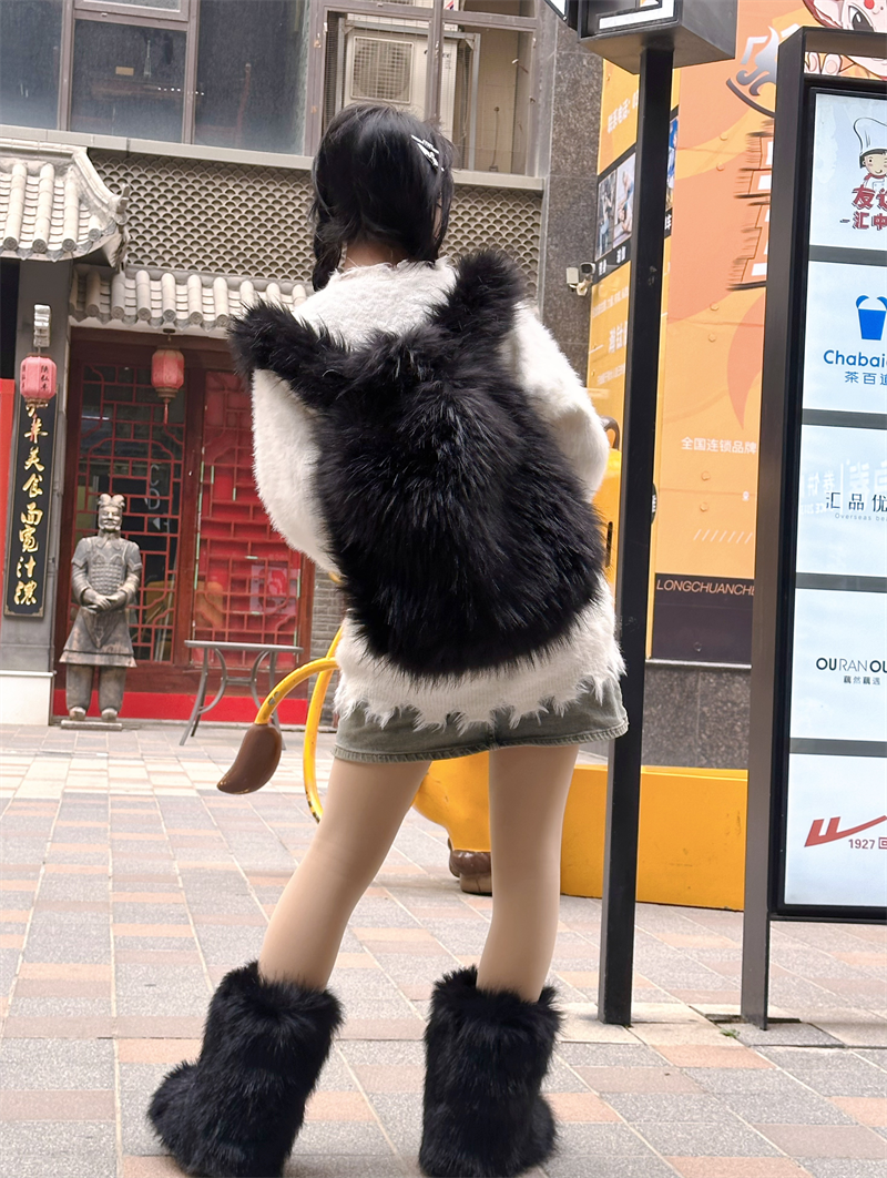 Y2K Faux Fur Leopard Women Bac - Women'S Fashion Backpack ulasan dan harga