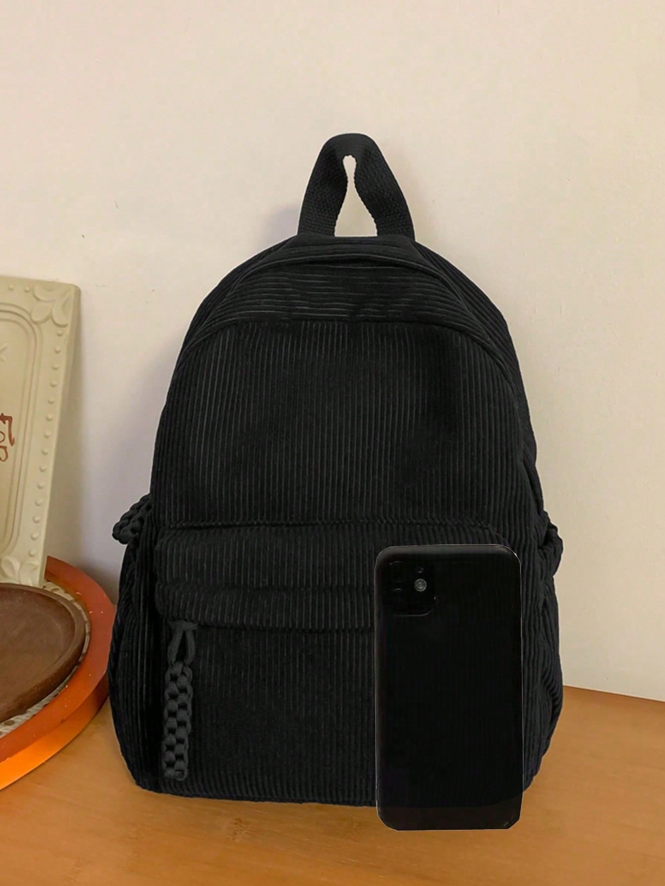 Solid Color Corduroy Fabric Fa - Women'S Fashion Backpack ulasan dan harga