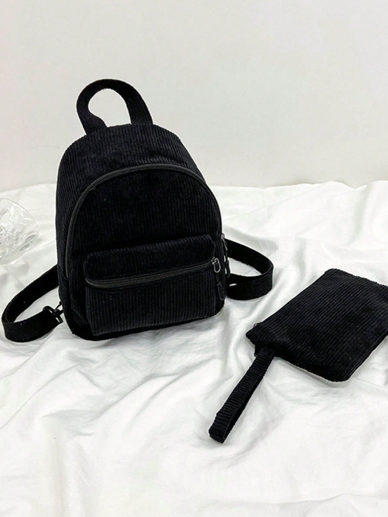 Solid Color Corduroy Fabric Fa - Women'S Fashion Backpack ulasan dan harga