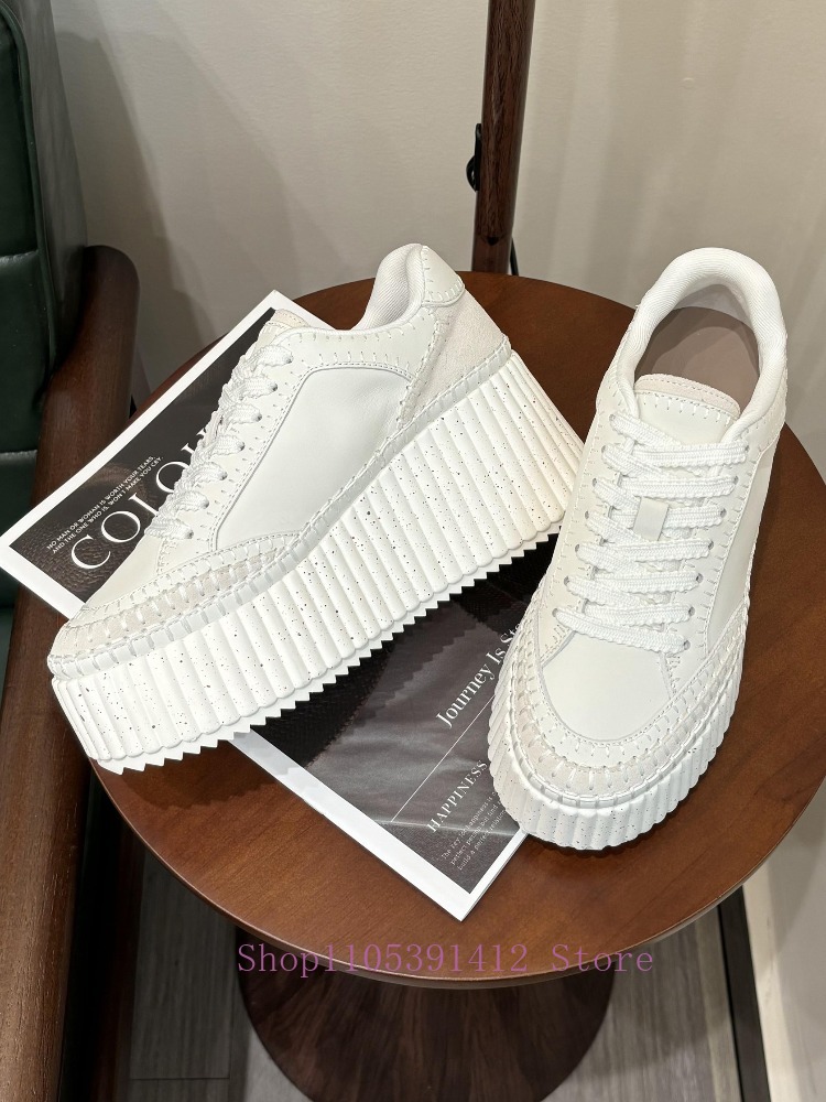 New Thick-Sole 8CM White Shoes - Sneakers Fashion Women ulasan dan harga