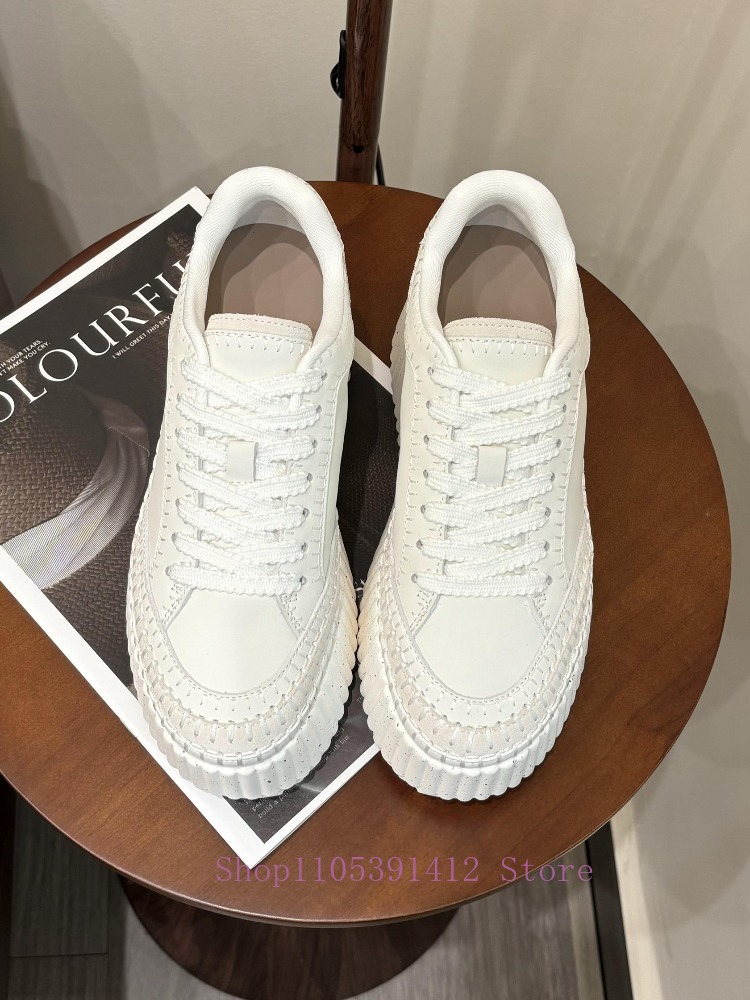 New Thick-Sole 8CM White Shoes - Sneakers Fashion Women ulasan dan harga