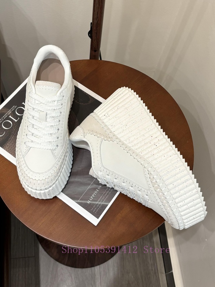 New Thick-Sole 8CM White Shoes - Sneakers Fashion Women ulasan dan harga