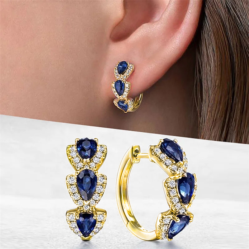 New Klein Blue Zircon Hoop Ear - Women'S Fashion Magazines ulasan dan harga