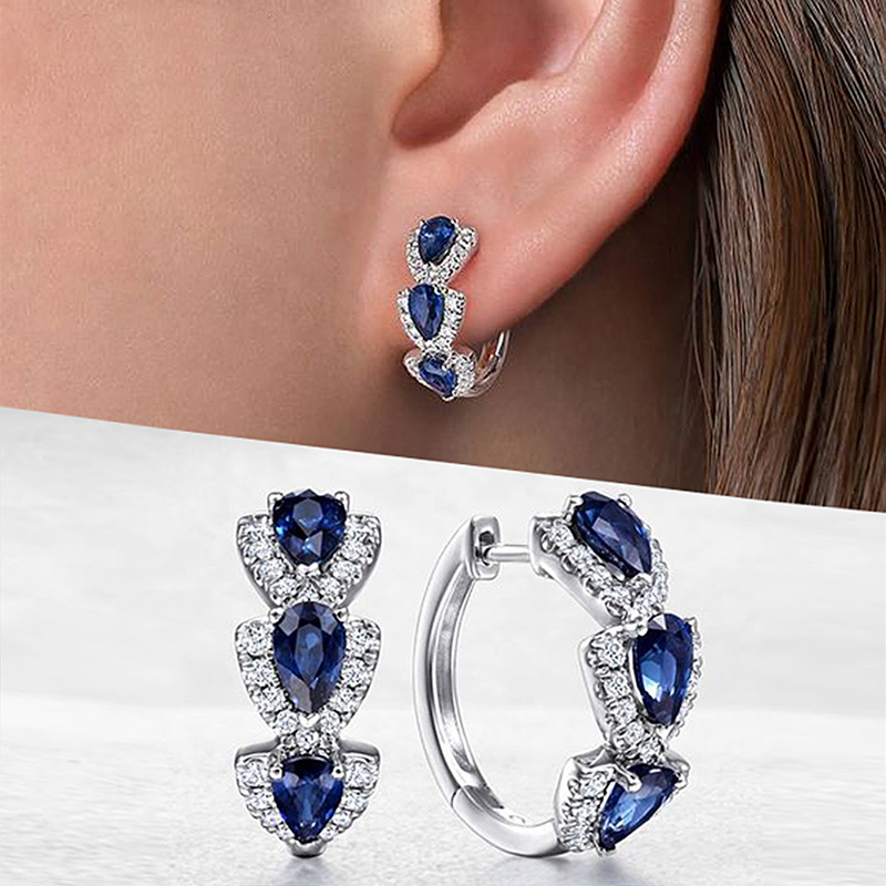 New Klein Blue Zircon Hoop Ear - Women'S Fashion Magazines ulasan dan harga