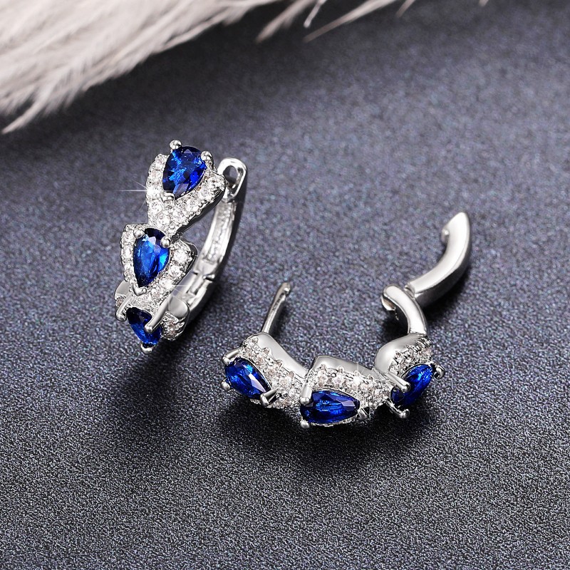 New Klein Blue Zircon Hoop Ear - Women'S Fashion Magazines ulasan dan harga