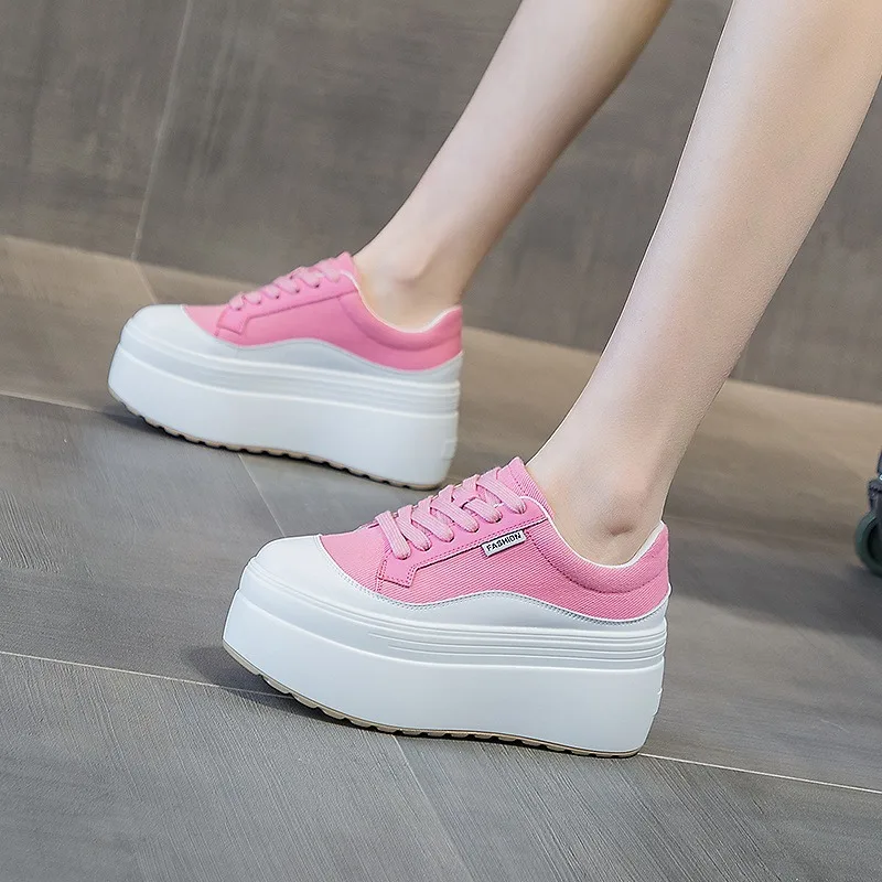 8cm New Canvas Genuine Leather - Sneakers Fashion Women ulasan dan harga