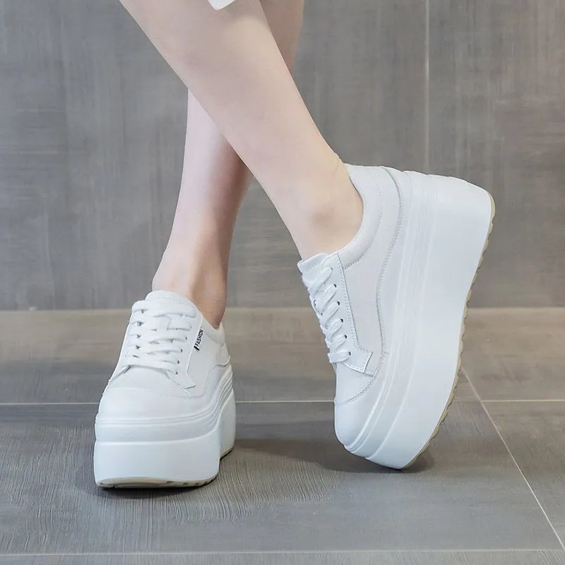 8cm New Canvas Genuine Leather - Sneakers Fashion Women ulasan dan harga
