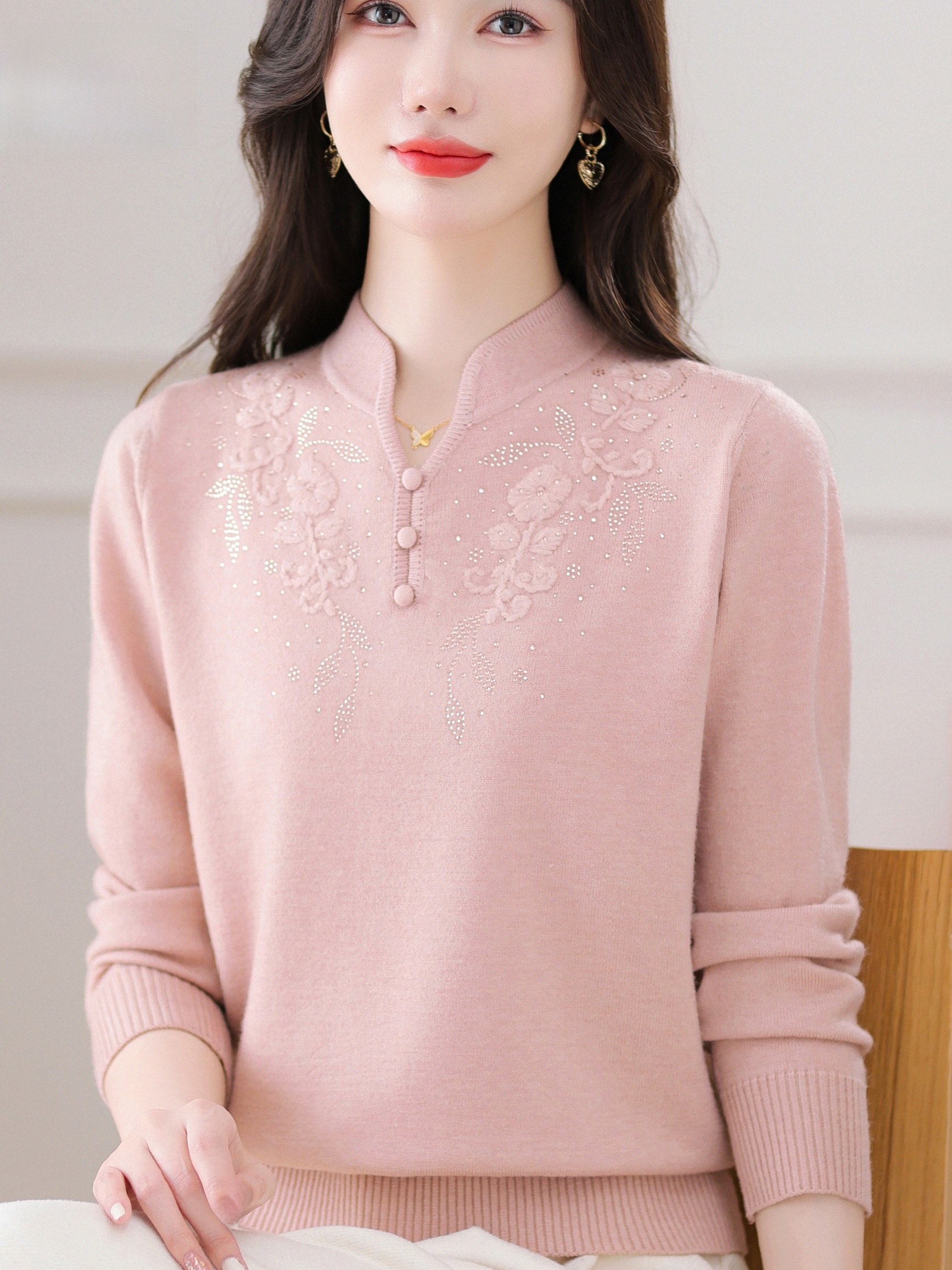 Warmth Embroidered Knitted Woo - Women Fashion Over 60 ulasan dan harga