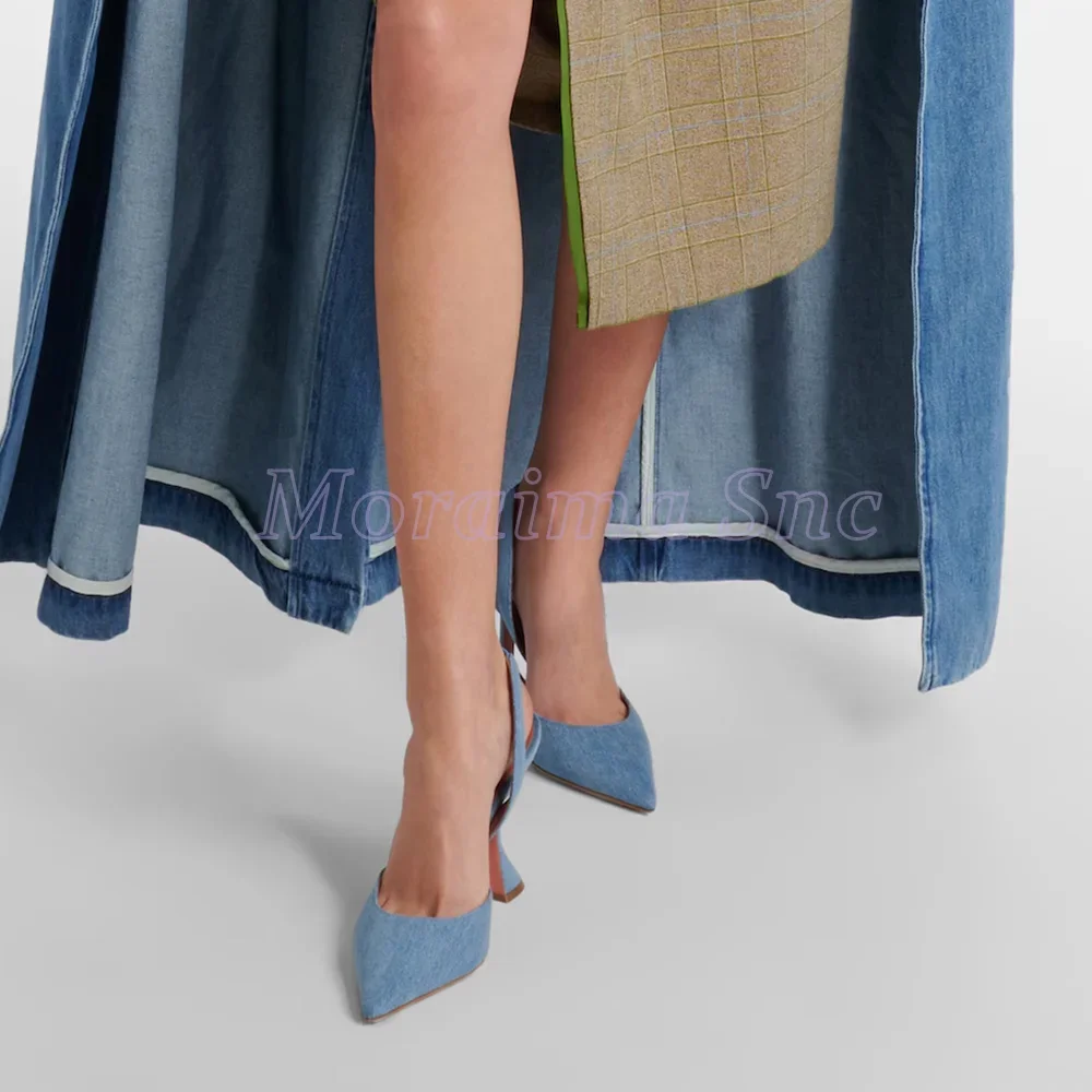 Denim Pointed Toe Sandals Wine - Women'S Fashion Spring 2025 ulasan dan harga