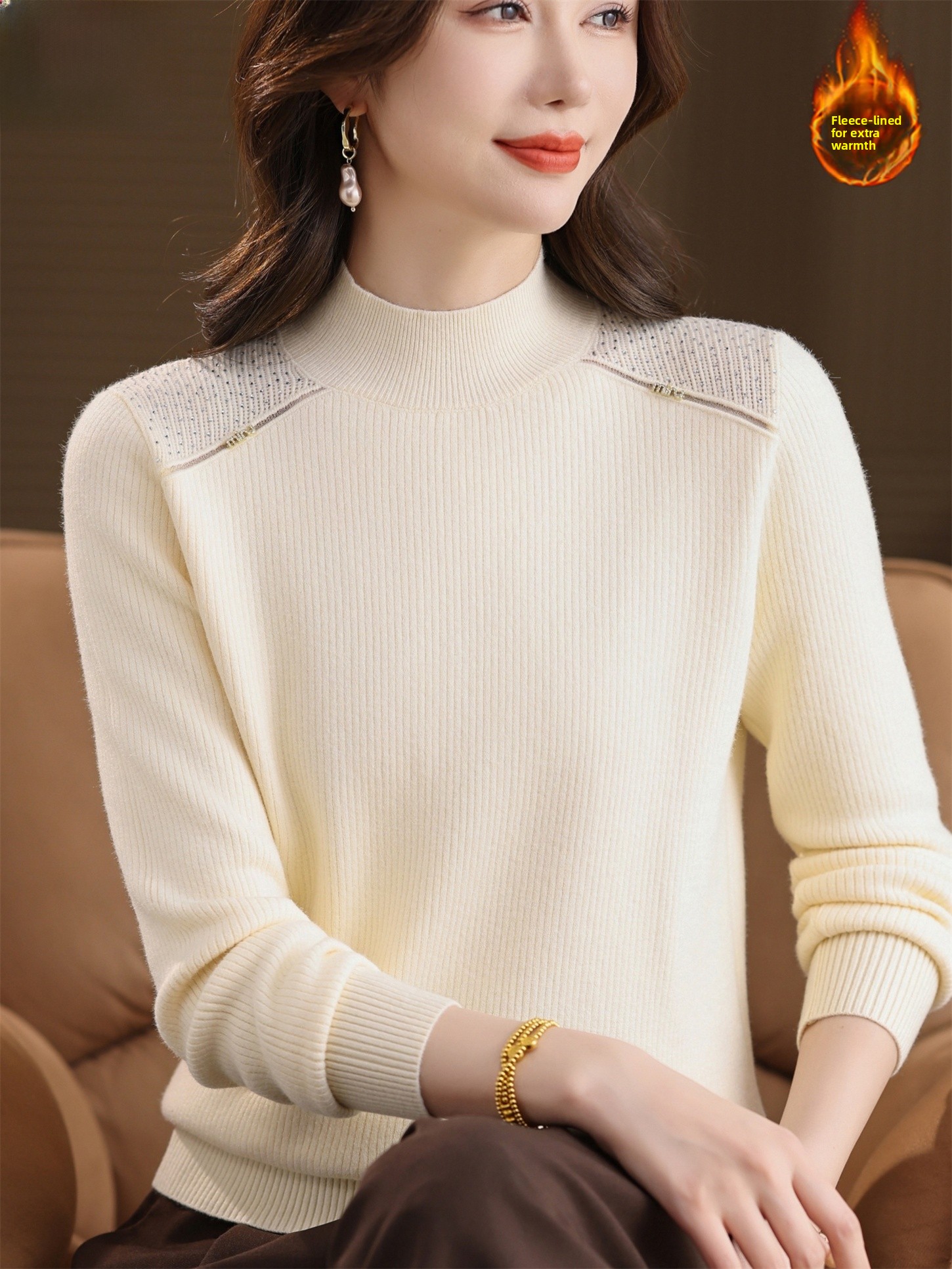 Thickened Fleece Lined Knitted - Women Fashion Over 60 ulasan dan harga