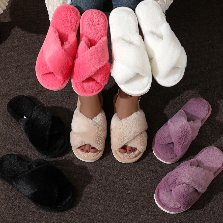 Home Fuzzy Cross Slipper Women - Women'S Fashion Winter 2025 ulasan dan harga