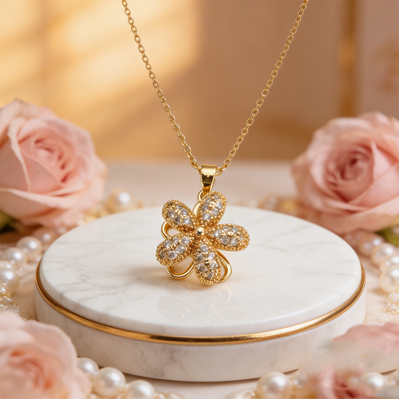 Flower Gilding Necklace Pendan - Women'S Fashion Gilded Age ulasan dan harga