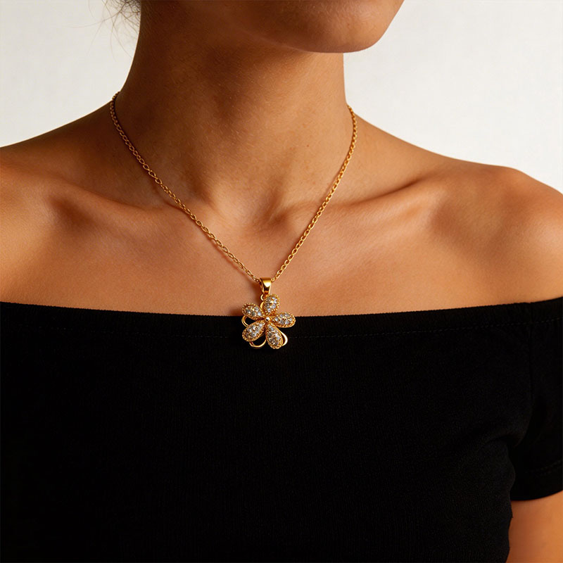 Flower Gilding Necklace Pendan - Women'S Fashion Gilded Age ulasan dan harga