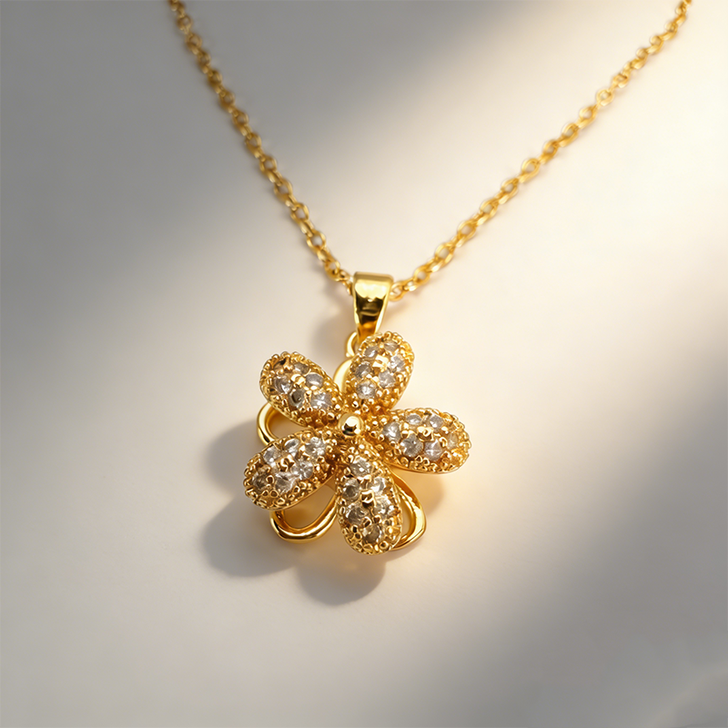 Flower Gilding Necklace Pendan - Women'S Fashion Gilded Age ulasan dan harga