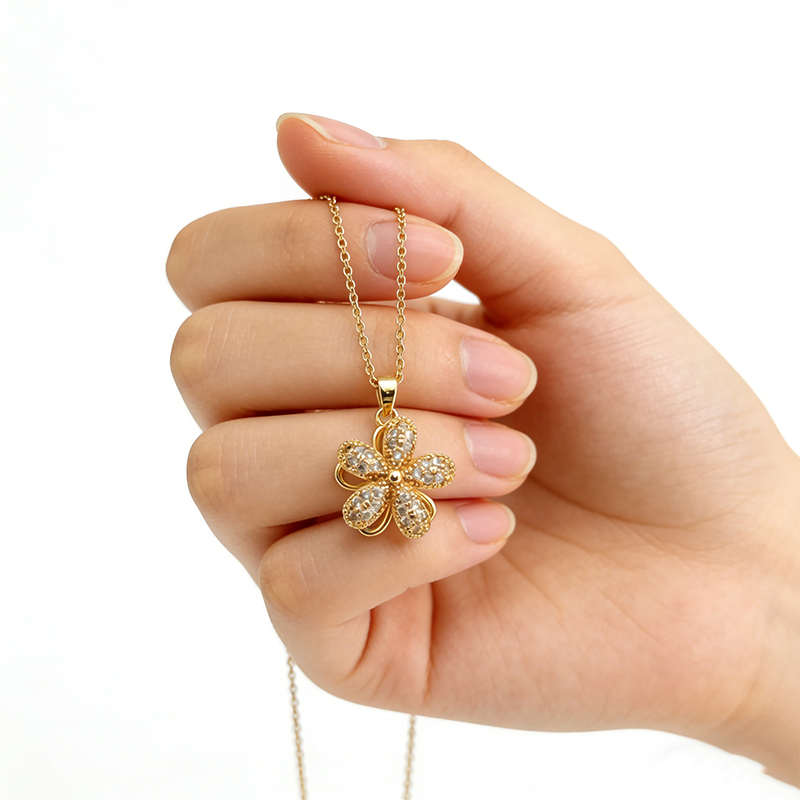 Flower Gilding Necklace Pendan - Women'S Fashion Gilded Age ulasan dan harga
