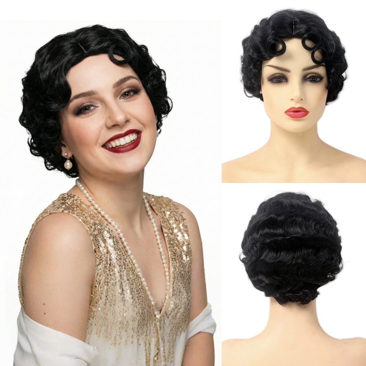 REEWES  Short Curly Finger Wav - Women'S Fashion Of The 1920S ulasan dan harga