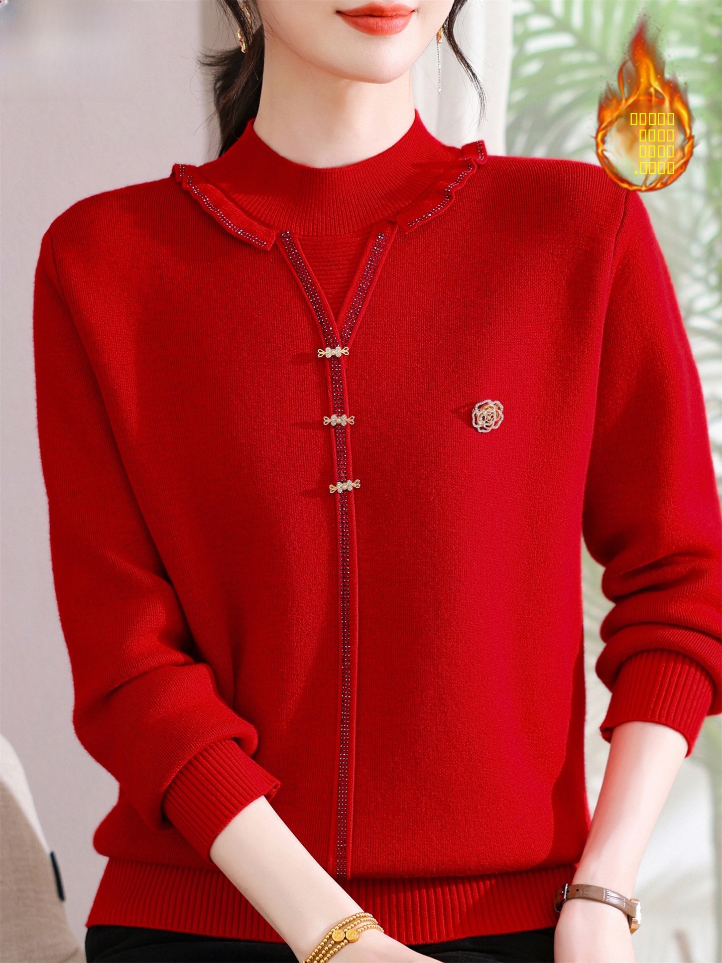 Thickened Fleece Knitted Sweat - Women Fashion Over 60 ulasan dan harga