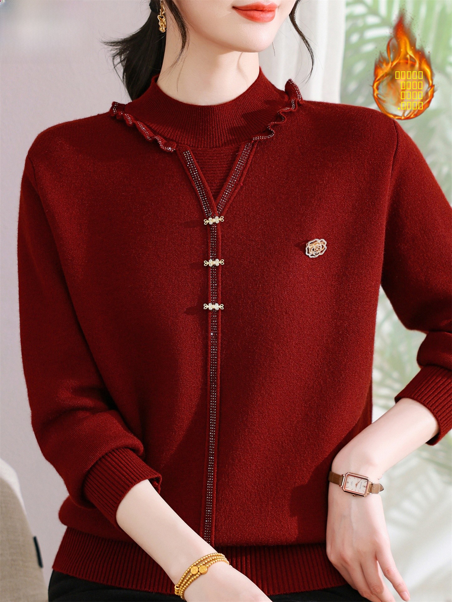 Thickened Fleece Knitted Sweat - Women Fashion Over 60 ulasan dan harga