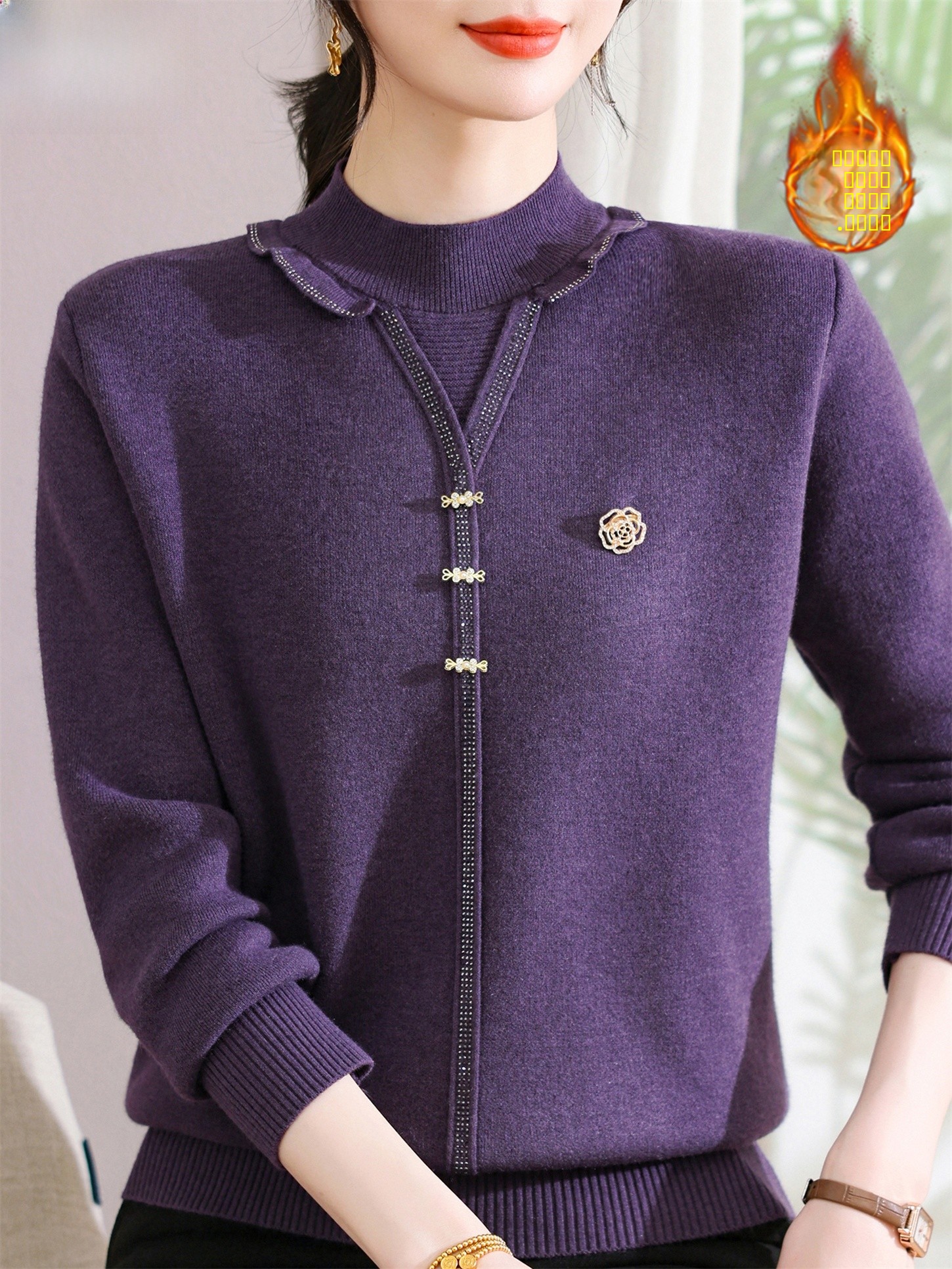 Thickened Fleece Knitted Sweat - Women Fashion Over 60 ulasan dan harga