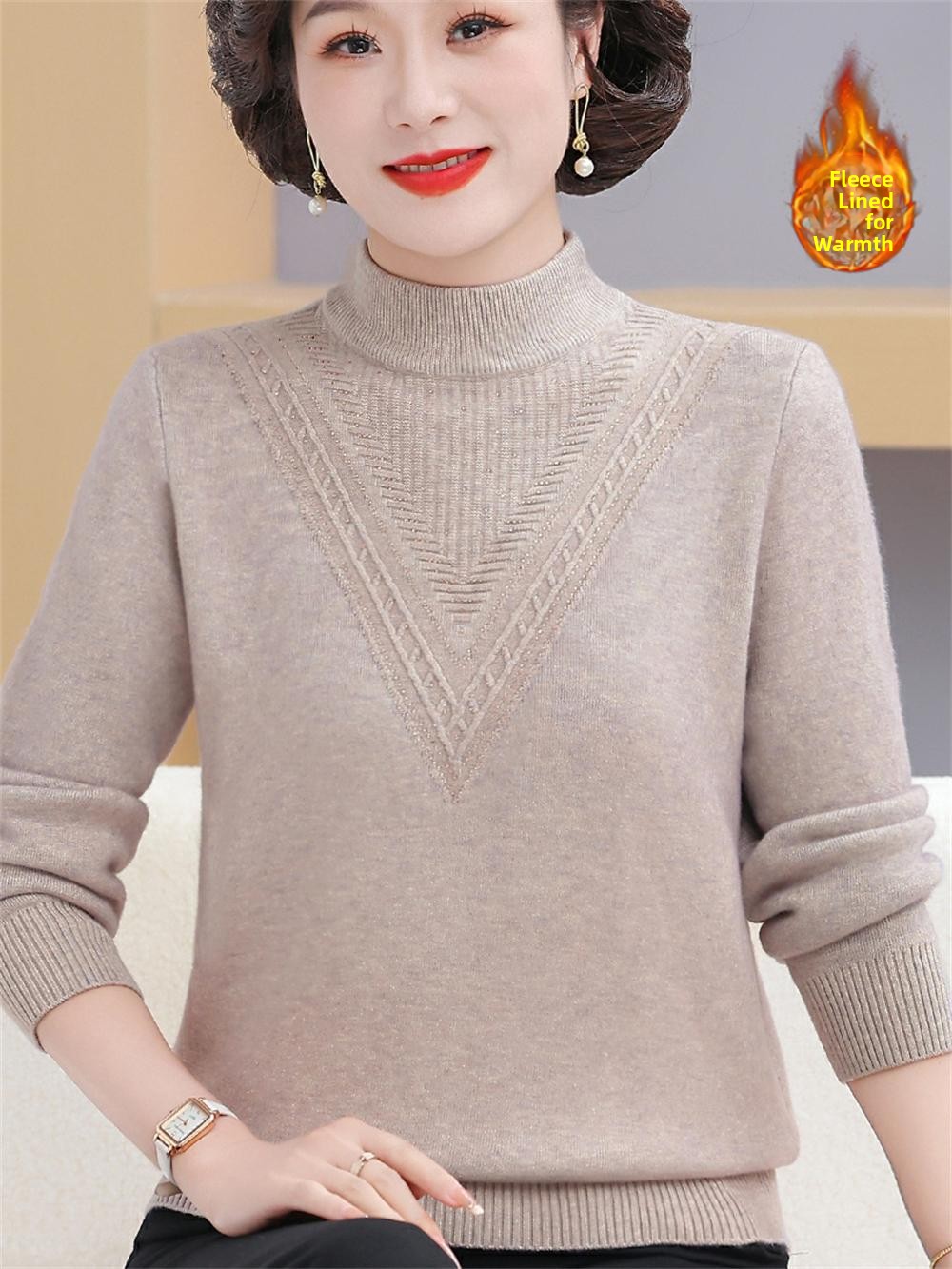 Thickened Fleece Lined Knitted - Women Fashion Over 60 ulasan dan harga