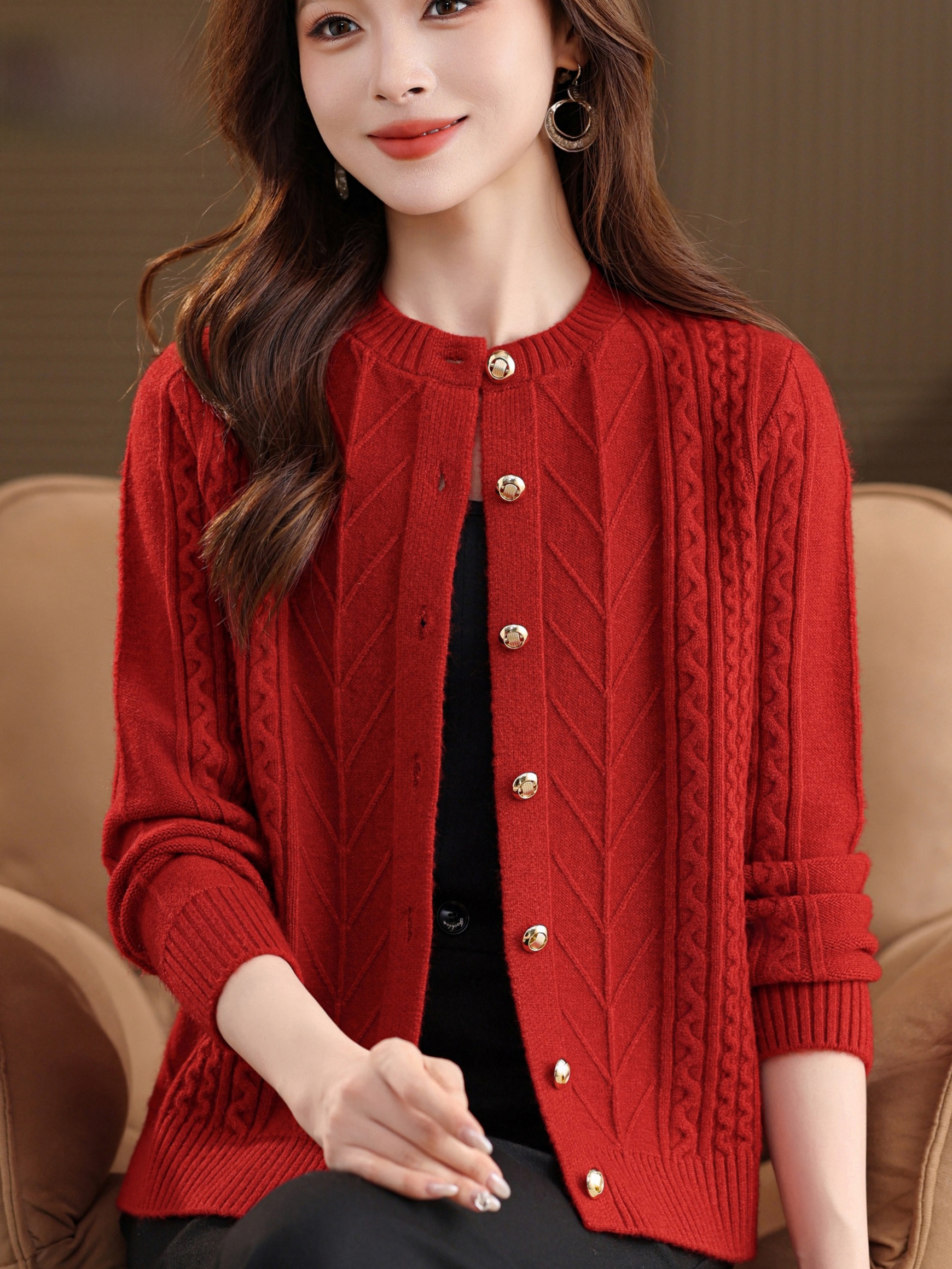 Thickened Knitted round Neck O - Women Fashion Over 60 ulasan dan harga