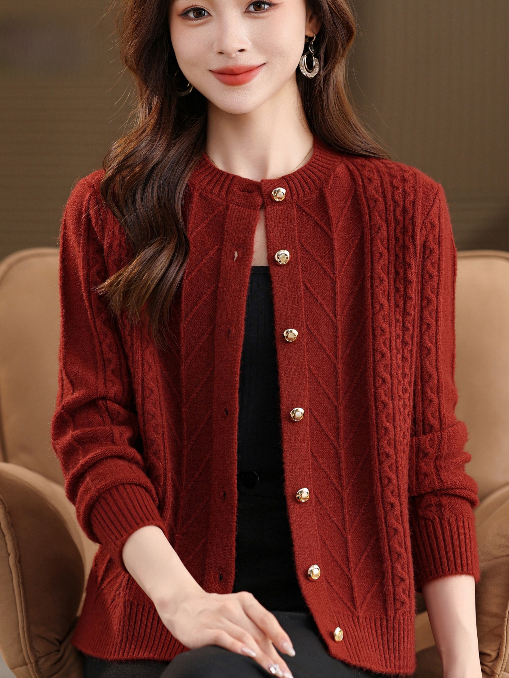 Thickened Knitted round Neck O - Women Fashion Over 60 ulasan dan harga