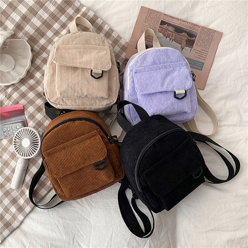 Solid Color Mini Backpack Cord - Women'S Fashion Backpack ulasan dan harga
