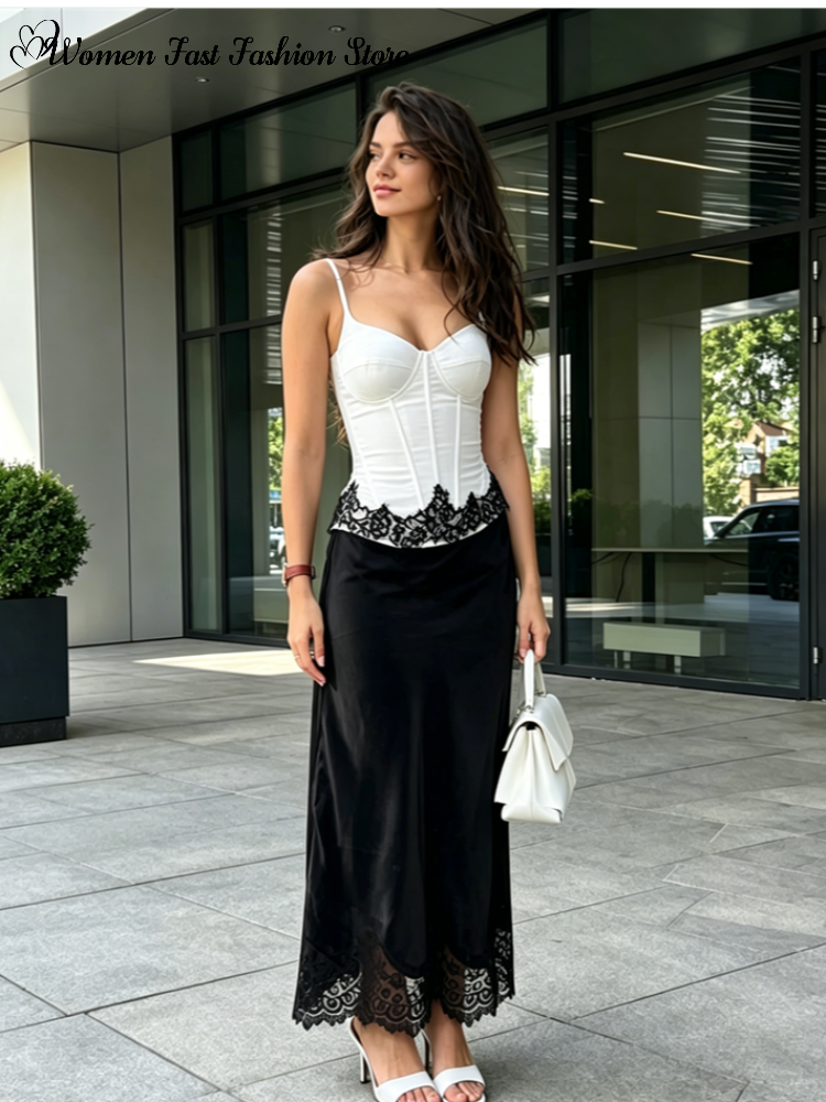 Lace Splicing Fishbone Sling V - Women'S Fashion Vest Tops ulasan dan harga