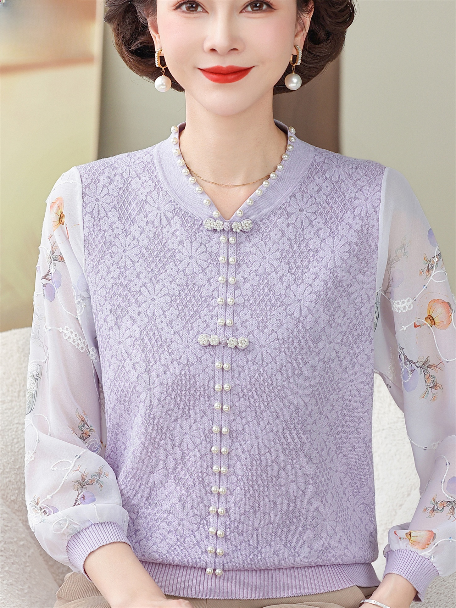 Ice Silk T-Shirt with Lace Sle - Women Fashion Over 60 ulasan dan harga