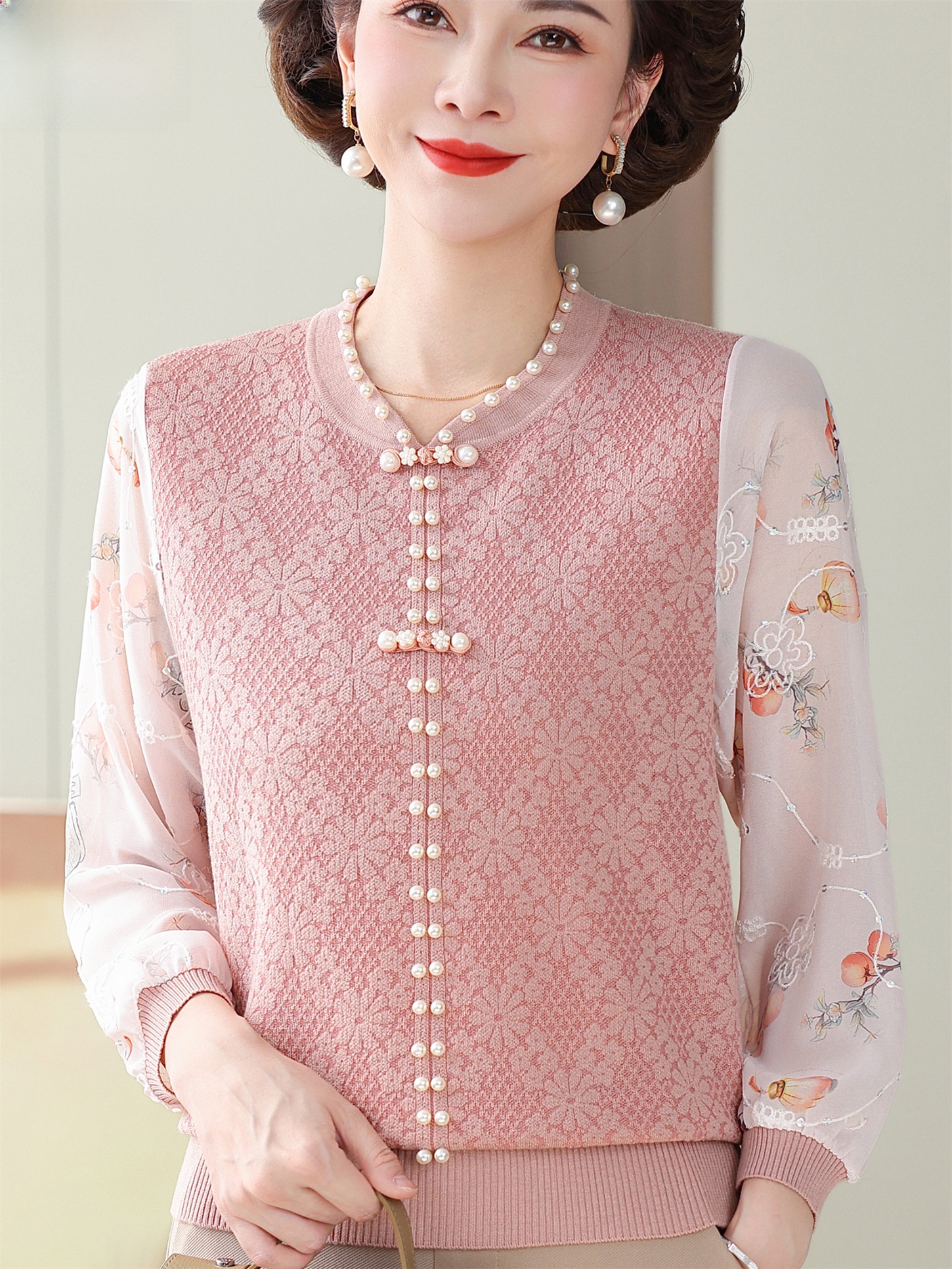 Ice Silk T-Shirt with Lace Sle - Women Fashion Over 60 ulasan dan harga